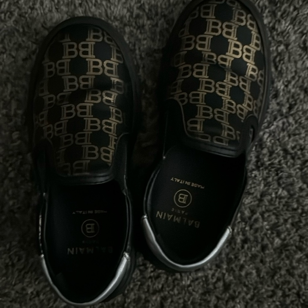 Balmain Kids Monogram Slip On Sneakers